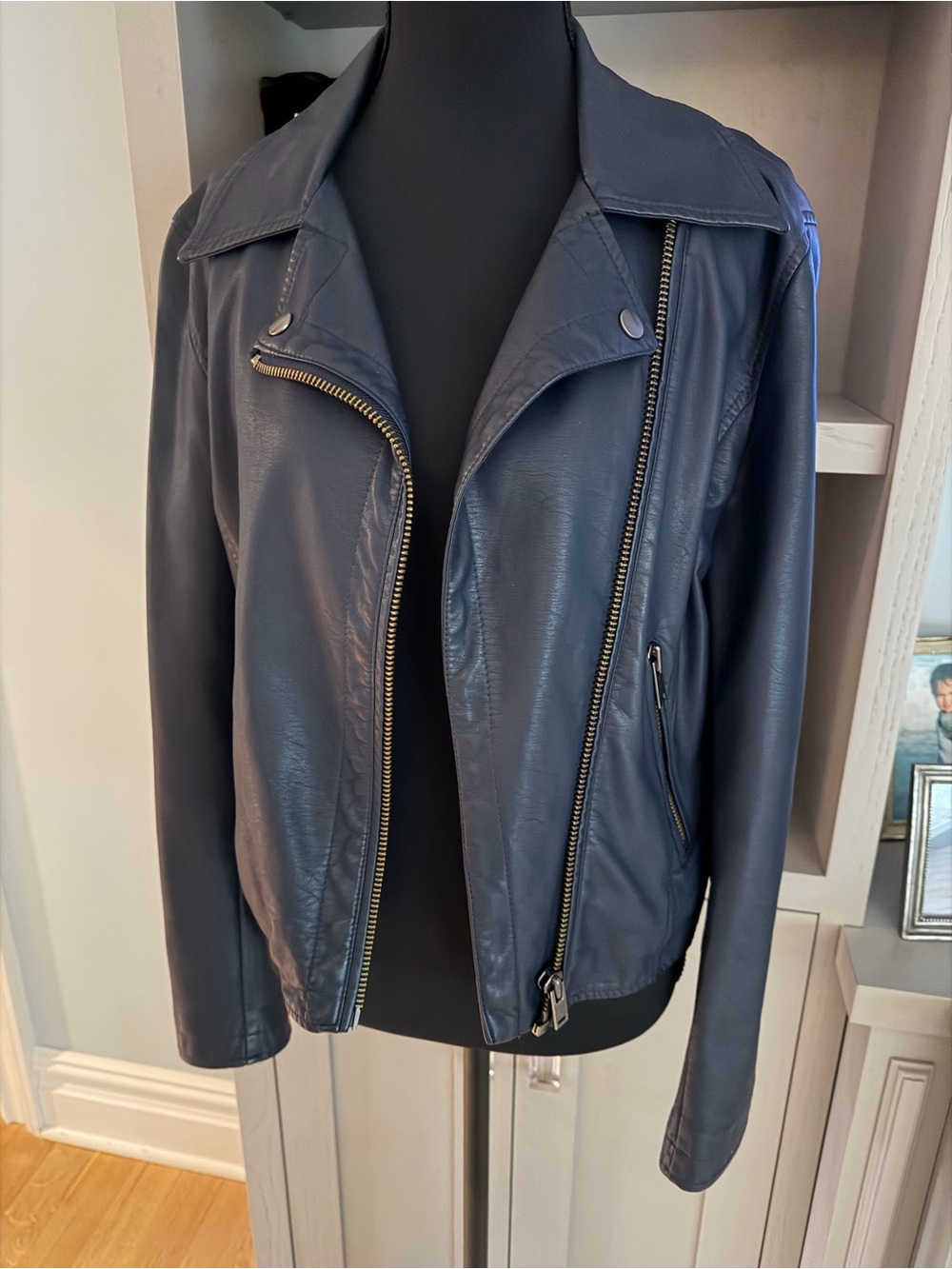 Women's Light Black Faux Leather Moto Jacket by Anthropologie